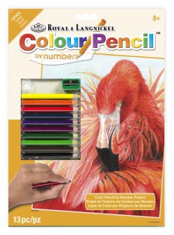 Royal & Langnickel Malování podle čísel Pastelkami - Plameňák (Color Pencil By Number)