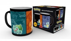 Pokémon Měnící keramický hrnek 320 ml - Bulbasaur,  Charmander a Squirtle