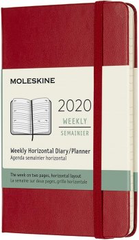 Moleskine: Horizontální týdenní diář 2020 tvrdý červený S