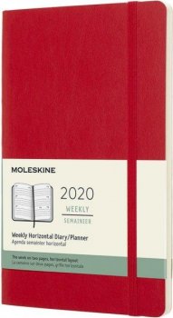 Moleskine: Horizontální týdenní diář 2020 měkký červený L