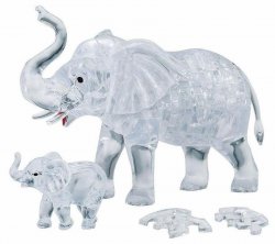 Puzzle: Slon s mládětem / 46 dílků 3D Crystal puzzle