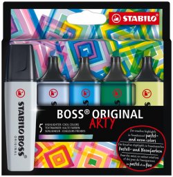 Zvýrazňovač STABILO BOSS ORIGINAL ARTY line - sada 5 barev, studené odstíny