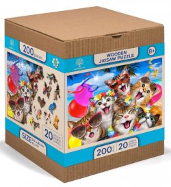 Puzzle Kočičí párty 200 dílků, dřevěné