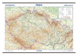 Česko - reliéf a povrch 1:375 000 nástěnná mapa
