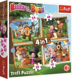 Puzzle Máša a medvěd: V lese 4v1