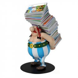 Asterix a Obelix figurka - Obelix s komiksy 21 cm