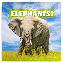 Kalendář 2023 poznámkový: Šťastní sloni, 30 × 30 cm
