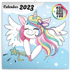 Kalendář 2023 poznámkový: Šťastní jednorožci, 30 × 30 cm