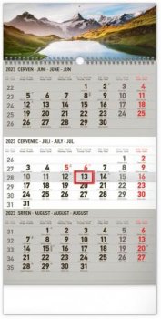 Kalendář 2023 nástěnný: 3měsíční Krajina šedý - s českými jmény, 29,5 × 43 cm