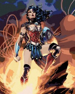 Malování podle čísel 40 x 50 cm Wonder Woman - na skále