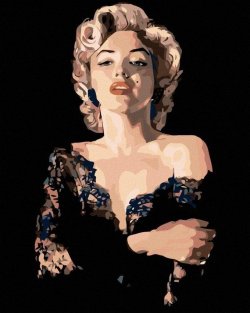 Malování podle čísel 40 x 50 cm - Marilyn Monroe v černých šatech