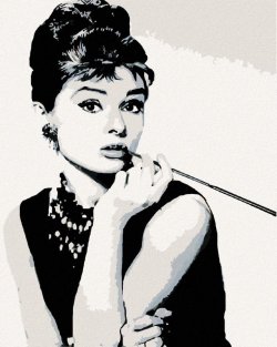Malování podle čísel 40 x 50 cm - Audrey Hepburn černobílá