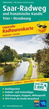 Cyklostezka Saar a francouzské kanály, Trier-Strasbourg 1:50 000 / cyklistická mapa