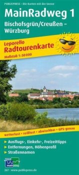 MainRadweg 1, Bischofsgrün/Creußen-Würzburg 1:50 000 / cyklistická mapa