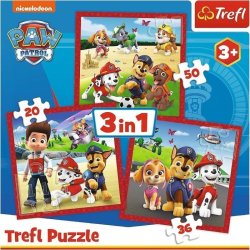 Trefl Puzzle Tlapková patrola: Veselí pejsci/3v1 (20,36,50 dílků)