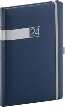 Diář 2024: Twill - modrostříbrný, týdenní, 15 × 21 cm