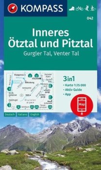 Vnitřní Ötztal a Pitztal, Gurgler Tal, Venter Tal 1:25 000 / turistický mapa KOMPASS 042