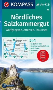 Severní Solná komora, Wolfgangsee, Attersee, Traunsee 1:50 000 / turistická mapa KOMPASS 18