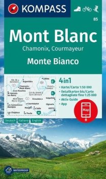 Mont Blanc, Chamonix, Courmayeur 1:50 000 / turistická mapa KOMPASS 85