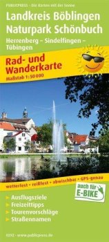 Landkreis Böblingen-Naturpark Schönbuch, Herrenberg-Sindelfingen-Tübingen 1:50 000 / cyklistická a turistická mapa