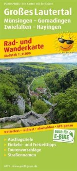 Velký Lautertal, Münsingen-Gomadingen-Zwiefalten-Hayingen 1:35 000 / cyklistická a turistická mapa