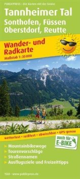 Tannheimer Tal, Sonthofen, Füssen, Oberstdorf, Reutte 1:35 000 / turistická a cykloturistická mapa