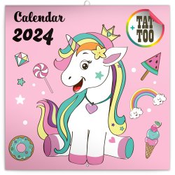 Šťastní jednorožci 2024 - nástěnný kalendář