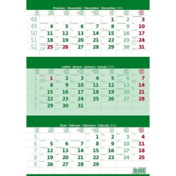 Kalendář nástěnný 2024 - Tříměsíční zelený