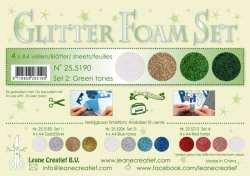 LEANE Speciální pěnová guma na výrobu květin A4 - Glitter zelená, bílá, zlatá 4 ks