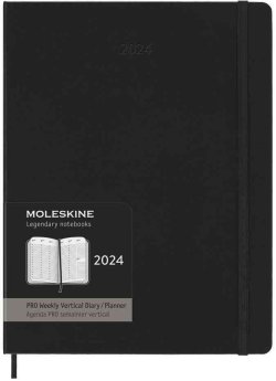 Moleskine Vertikální diář PRO 2024 černý XL, tvrdý