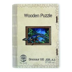 Dřěvěné puzzle - Dinosaurus A3 svítící ve tmě