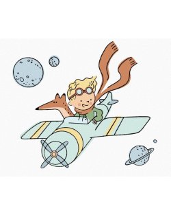 Malování podle čísel 40 x 50 cm Malý princ - Letící s letadlem