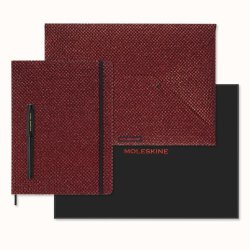 Moleskine Shine Sběratelská sada červená - zápisník XL, obálka A4 a plnící pero Kaweco