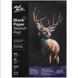 Mont Marte Skicovací blok 0060 - černý papír 140g/m2, A4, 25 listů