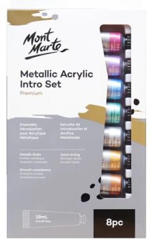 Mont Marte Sada akrylových barev Metall 8181, tuba 8x18 ml