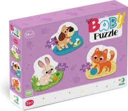 Baby puzzle Domácí mazlíčci 3v1