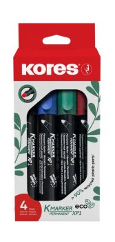 Kores Permanentní popisovač Eco K-Marker - 4 barvy (černá, červená, modrá, zelená)