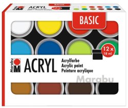 Marabu Sada akrylových barev Basic 12 x 18 ml