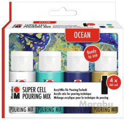 Marabu sada na pouring - Mix Ocean 4 x 60 ml