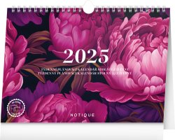 Týdenní plánovací kalendář Pivoňky 2025 - stolní kalendář