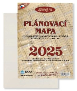 Pracovní roční mapa 2025 Retro skládaná - nástěnný kalendář