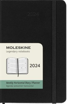 Moleskine Horizontální diář 2024 černý S, týdenní, tvrdý