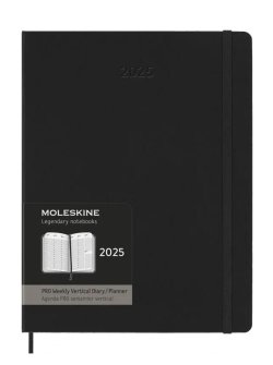 Moleskine Vertikální diář PRO 2025 černý XL, tvrdý