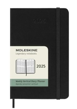 Moleskine Vertikální diář 2025 černý S, týdenní, tvrdý