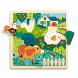 DJECO Dřevěné puzzle Puzzlo farm - 15 pcs